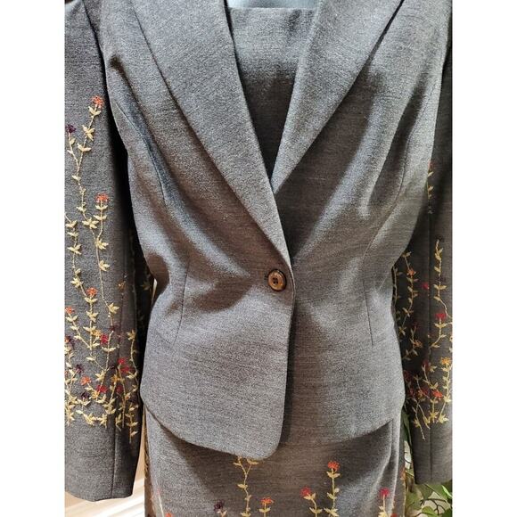 Lauren Taylors Women Gray Polyester Single Breasted Blazer & Dress 2 Pcs Suit 10 - Picture 5 of 14